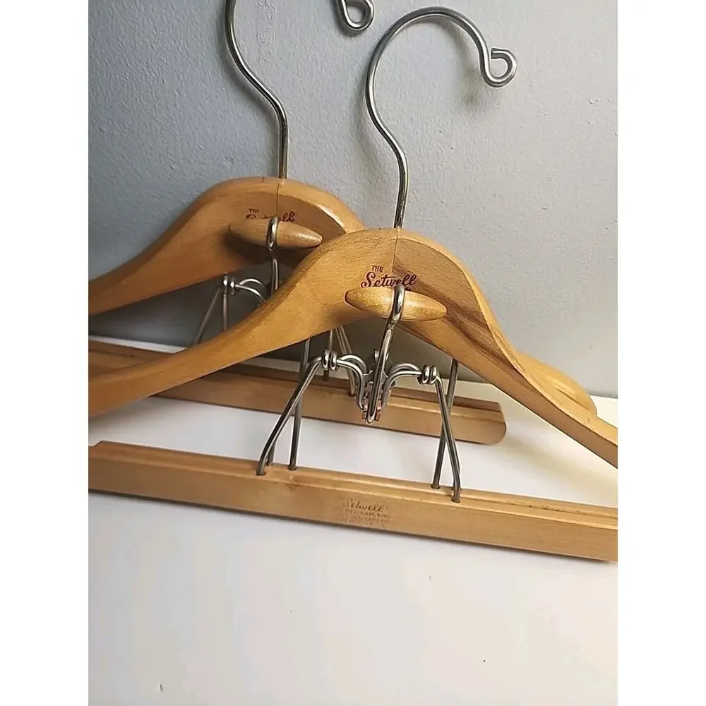 Vintage Setwell Heavy Wooden Suit Hanger 16